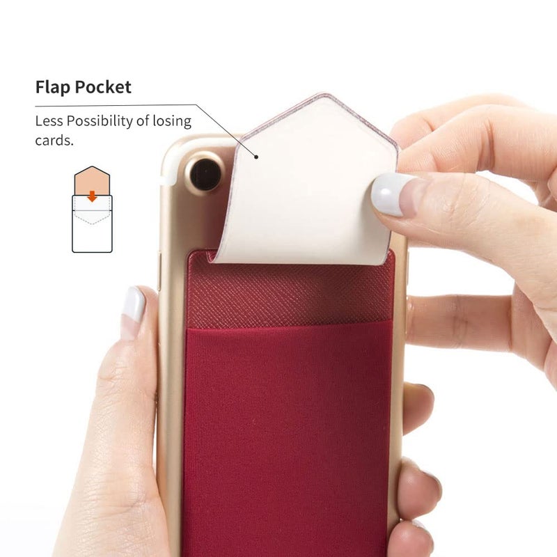 Sinjimoru Secure Card Holder for Back of Phone, Stretchy Fabric Cell Phone Wallet Stick On Credit Card Case for iPhone & Android. Sinji Pouch Flap Grey - Image 2